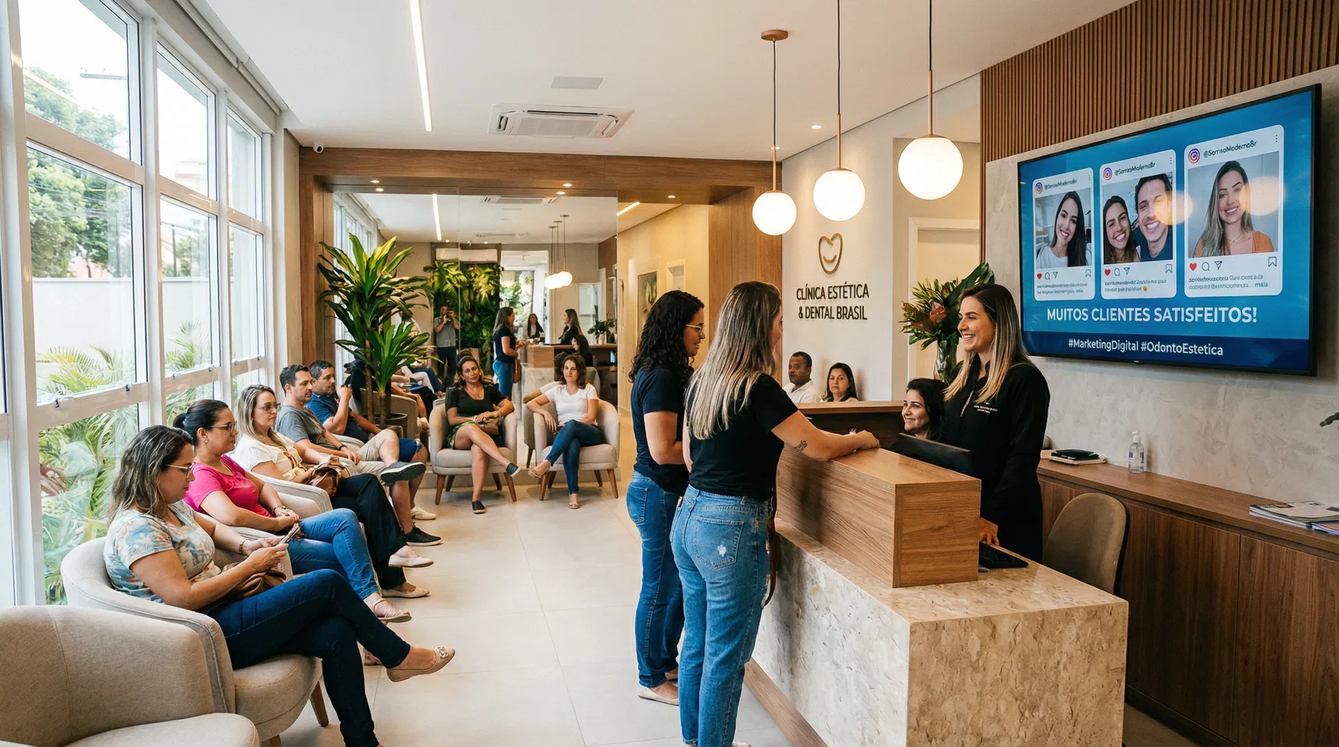 Clínica lotada de pacientes