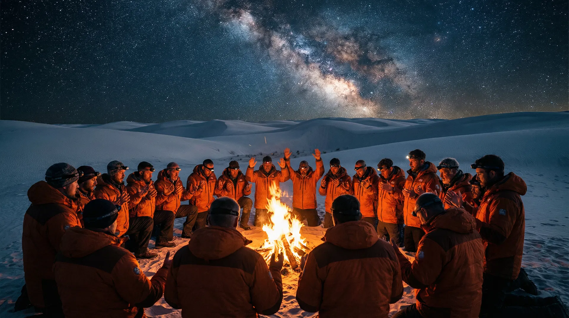Fogueira e comunhão na trilha