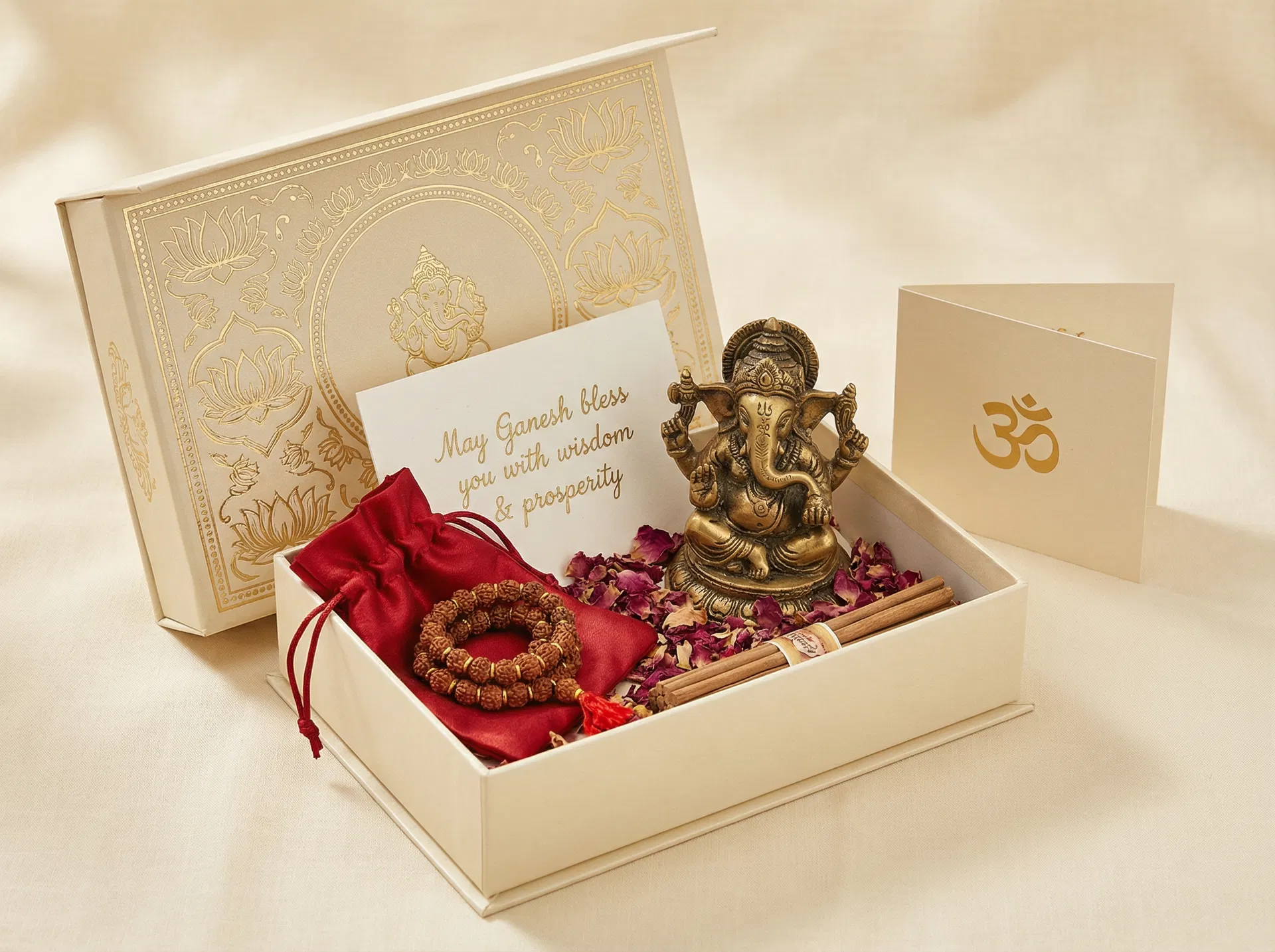 Premium devotional gift box with Ganesh idol and sacred items