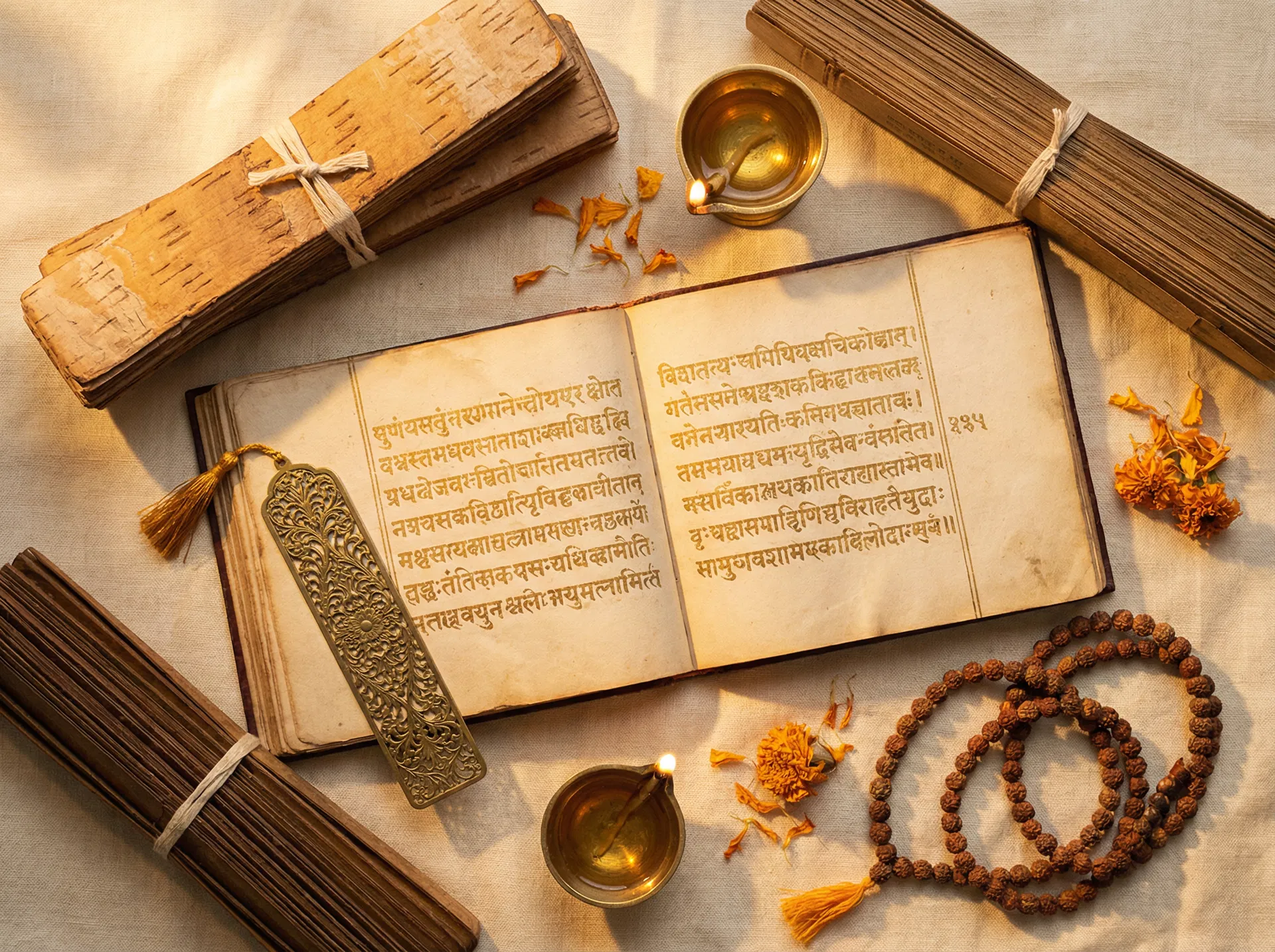Ancient Sanskrit manuscripts and sacred texts