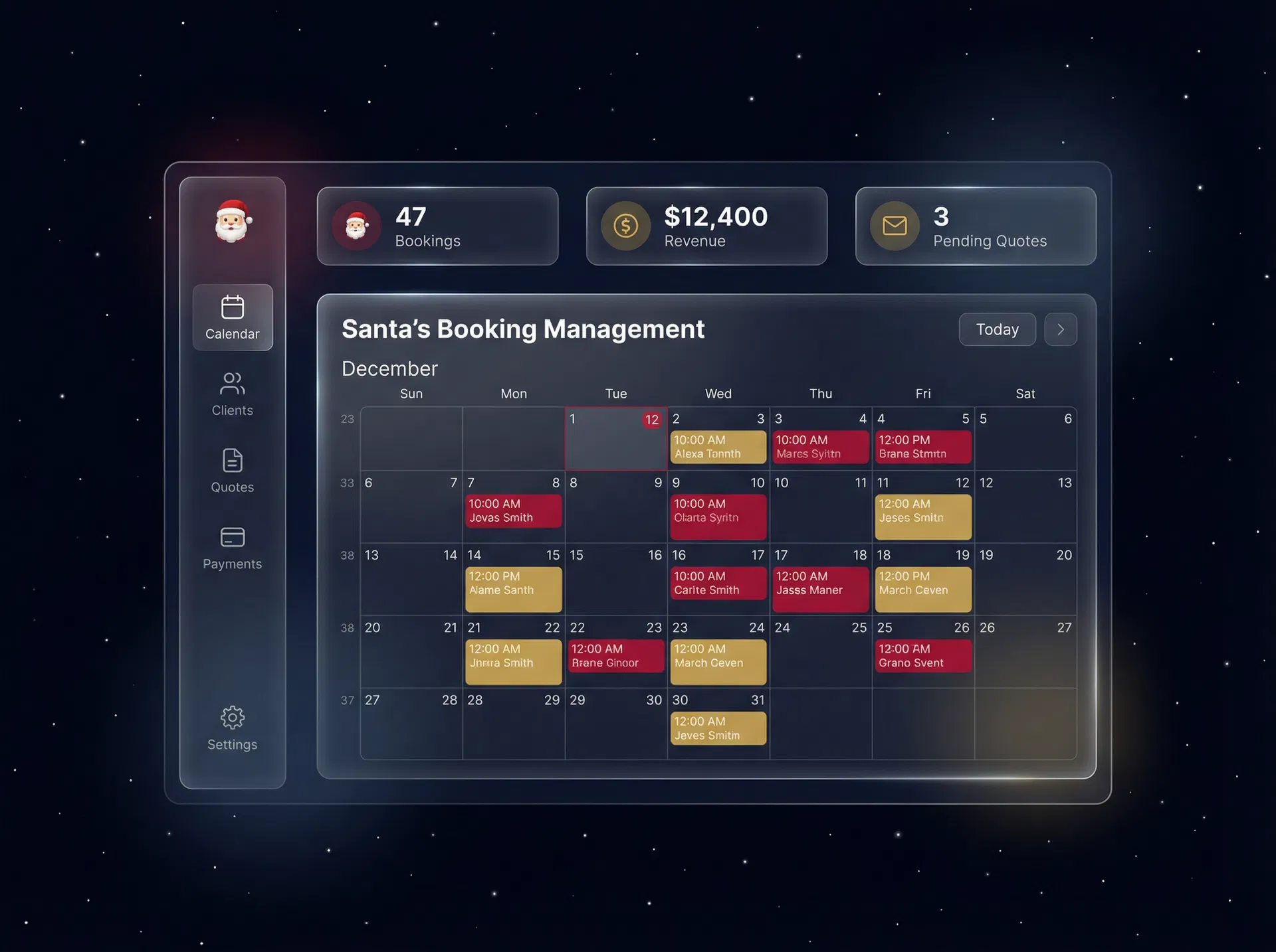 SantaBook dashboard preview