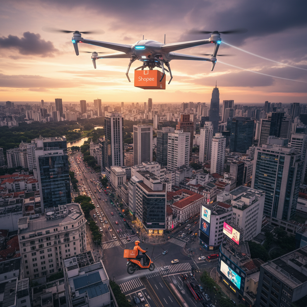 Shopee Revoluciona a 'Última Milha' com Frota de Drones e Patinetes Elétricos em Grandes Cidades Brasileiras