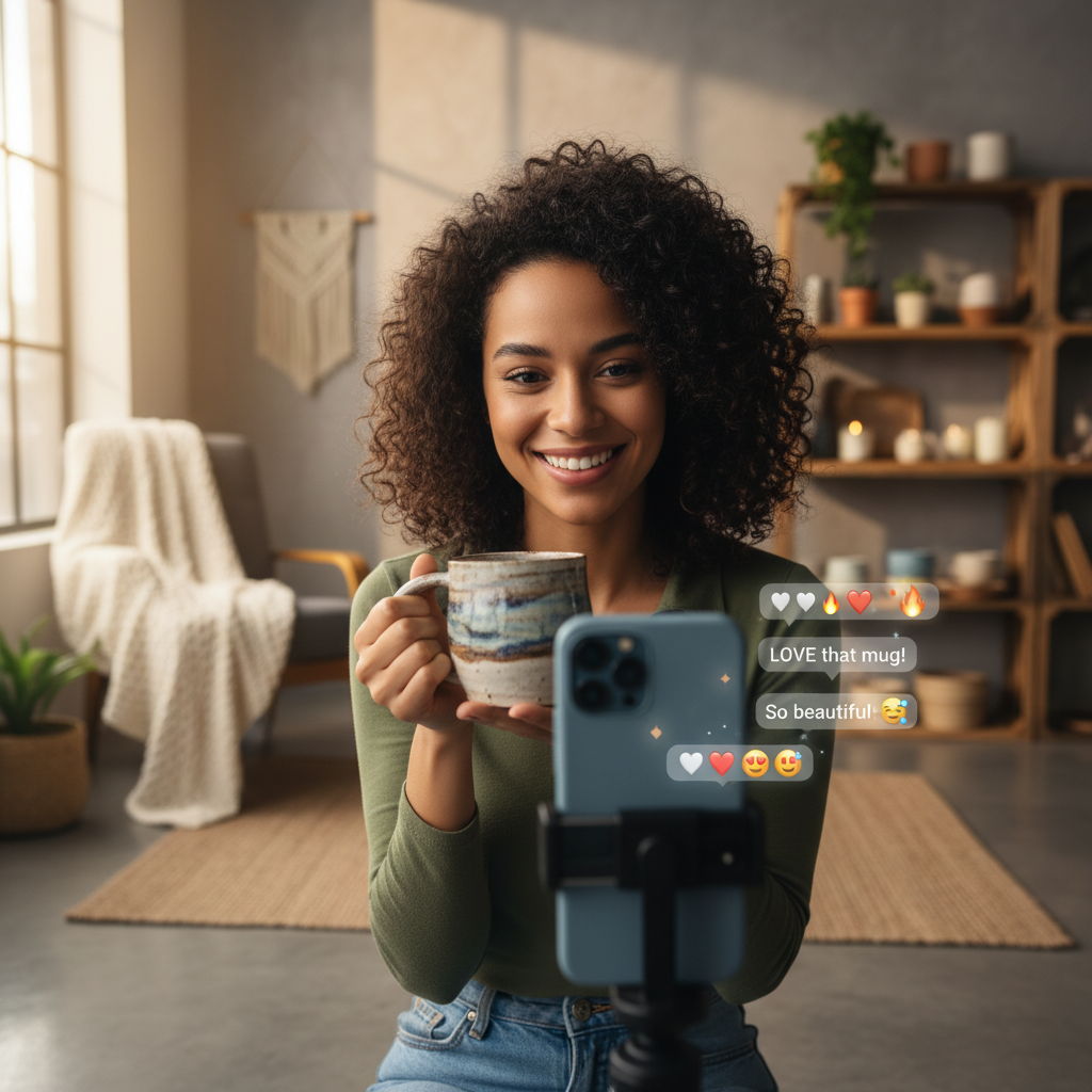 Explosão de 'Micro-Influenciadores' no Live Commerce Impulsiona Vendas de Produtos Artesanais e Nicho