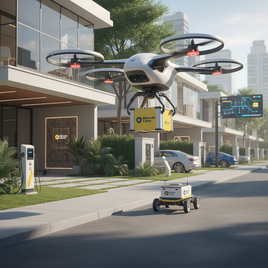 Mercado Livre Lança 'Logística Autônoma' com Drones e Robôs para Entregas Urbanas no Brasil
