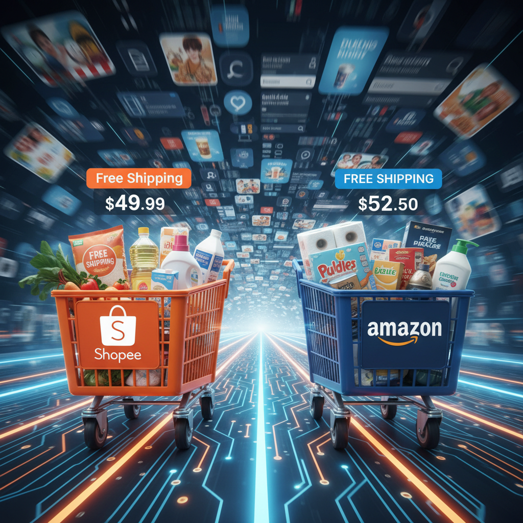 Shopee e Amazon Intensificam 'Guerra de Preços' com Foco em Produtos Essenciais e Frete Grátis Ilimitado