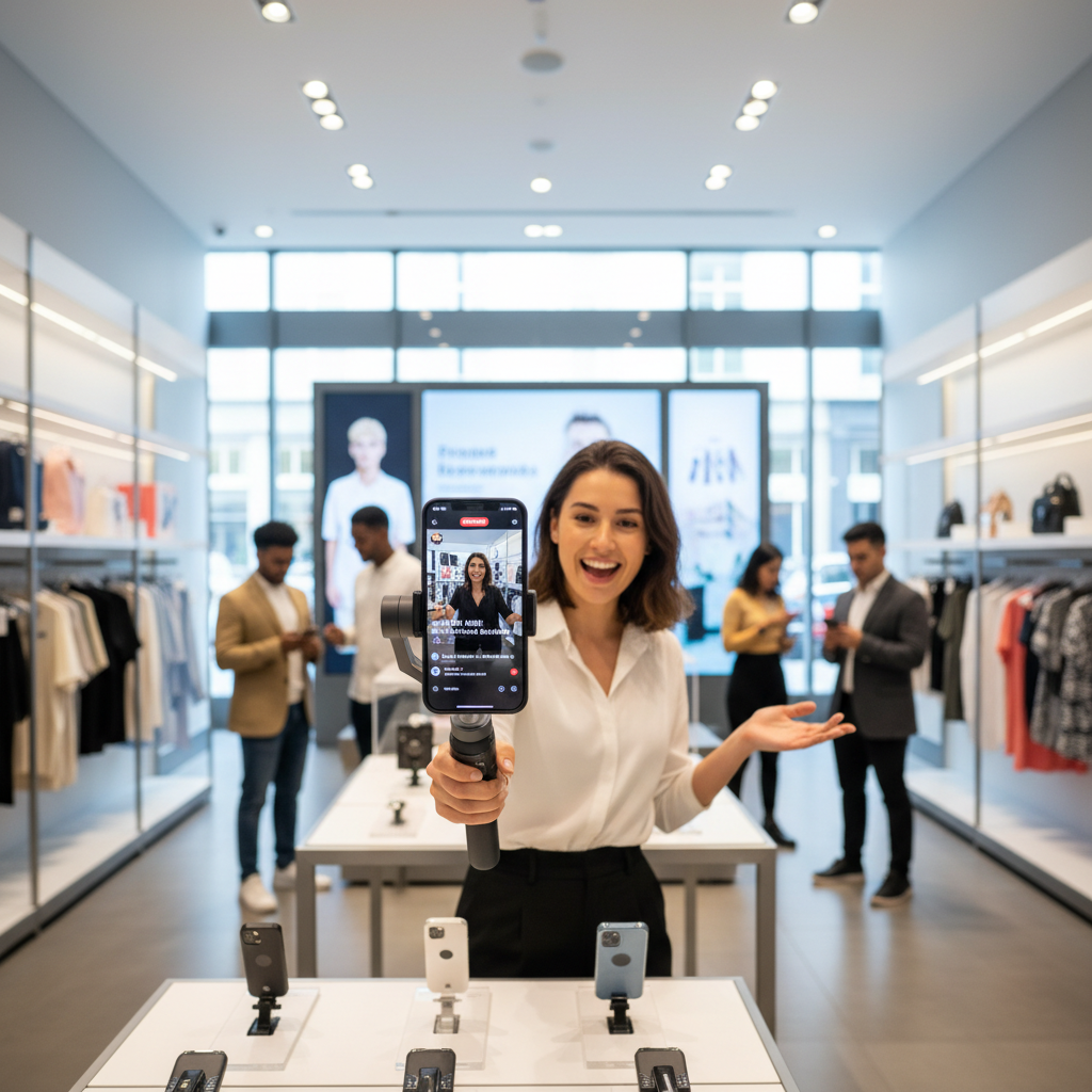 A Ascensão do 'Phygital Social': Lojas Físicas Viram Centros de Conteúdo e Vendas ao Vivo para Marketplaces