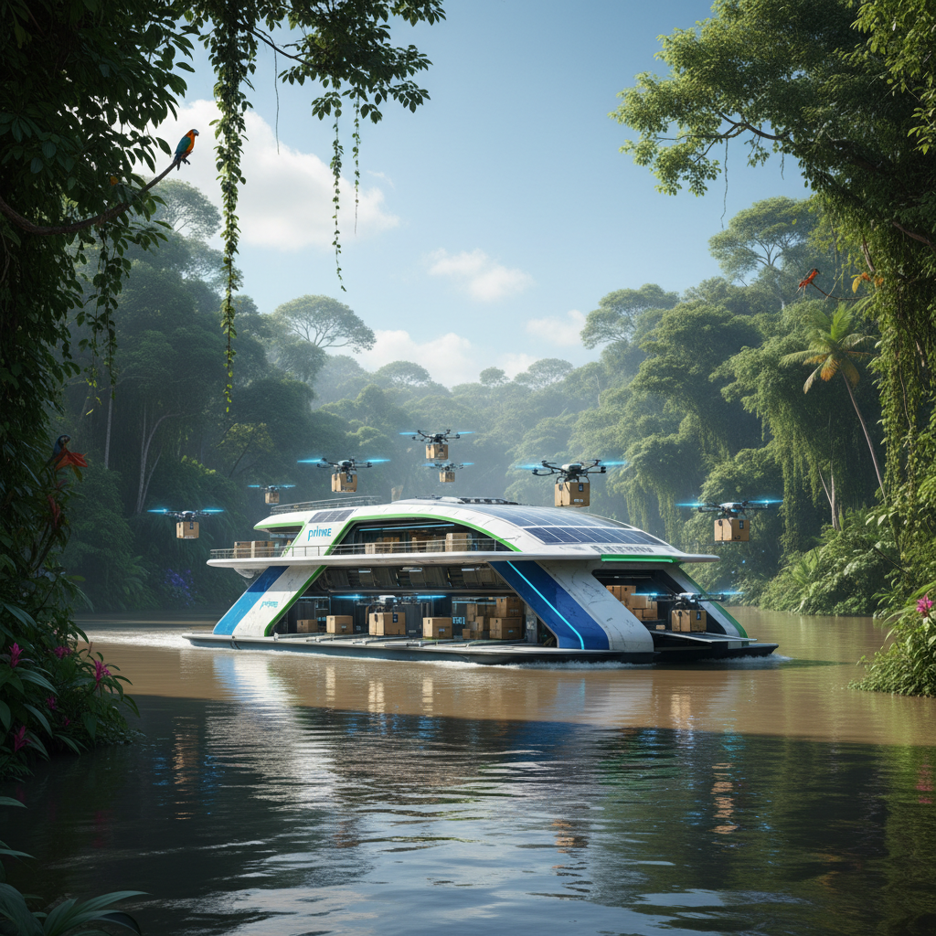 Amazon Brasil Anuncia 'Prime Logistics Hubs Flutuantes' na Amazônia para Entregas em Áreas Remotas