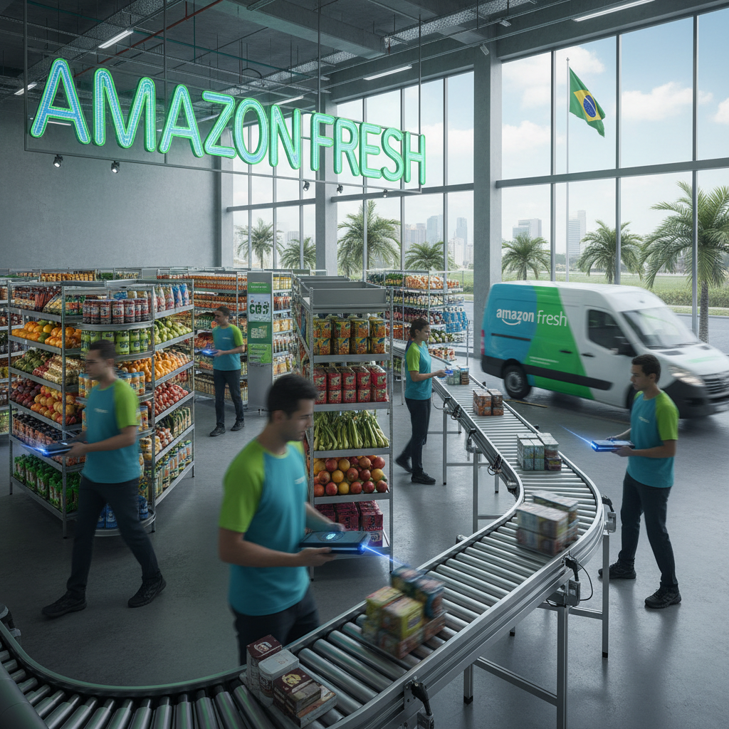 Amazon Brasil Lança 'Amazon Fresh Hubs': Expansão Massiva para Entregas de Supermercado em 1 Hora e Produtos Frescos