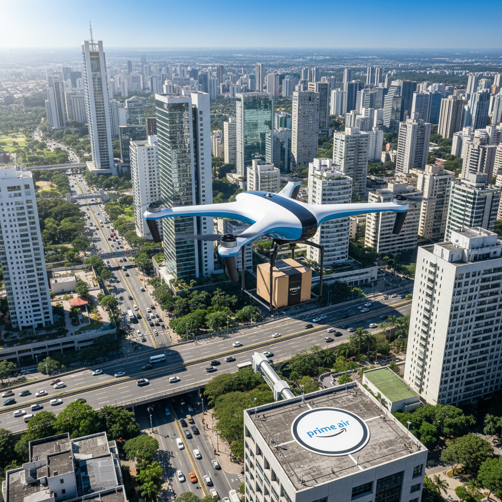 Amazon Brasil Anuncia 'Amazon Prime Air Connect': Serviço de Entrega por Drones em Áreas Urbanas Piloto Gera Debate e Expectativa