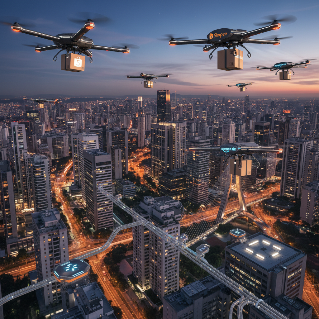 Shopee e Amazon Lançam Programa Piloto de 'Entrega por Drones Autônomos' em Grandes Capitais Brasileiras