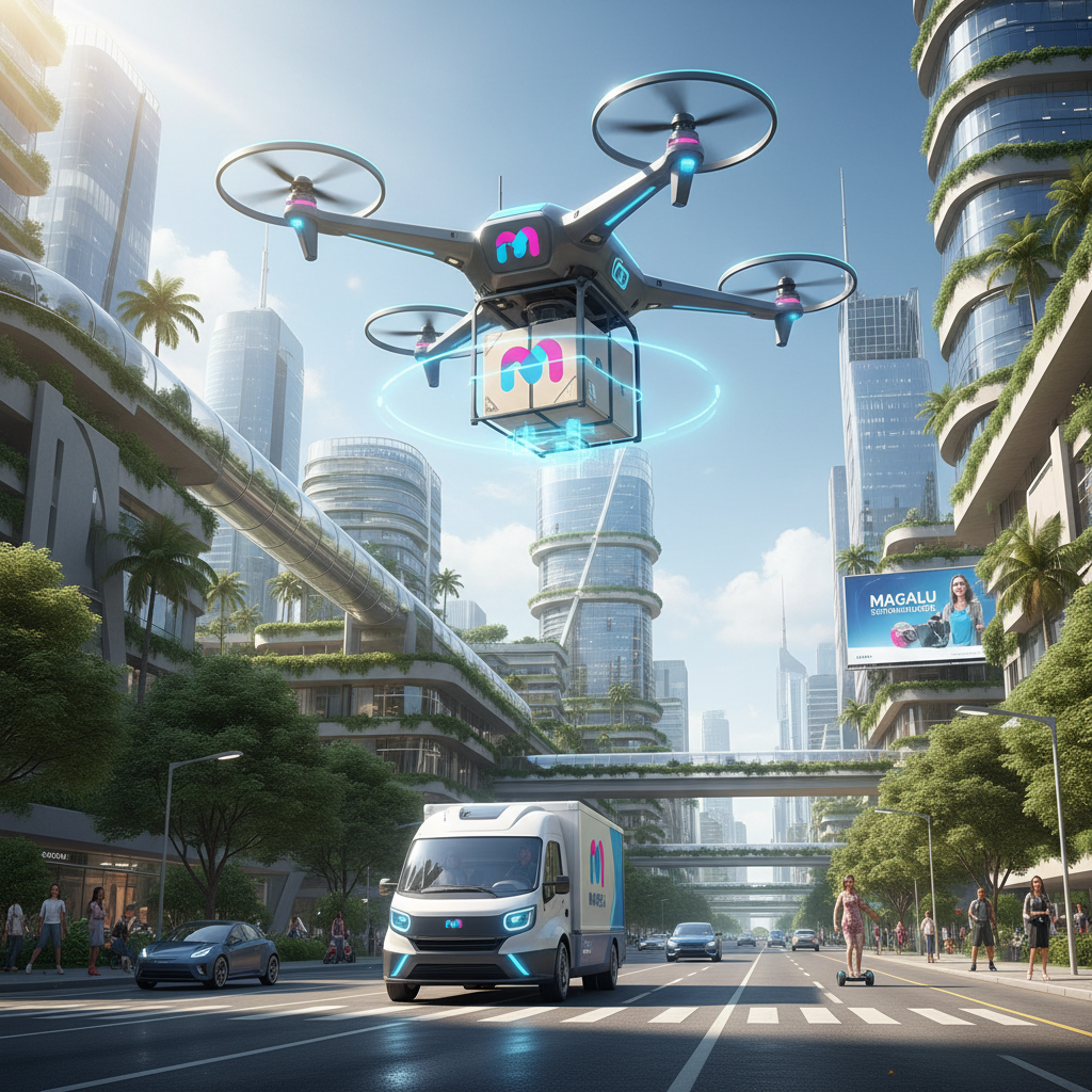 Magalu Revoluciona Logística da Última Milha com 'Magalu Air': Frota Própria de Drones e VANS Elétricas Autônomas