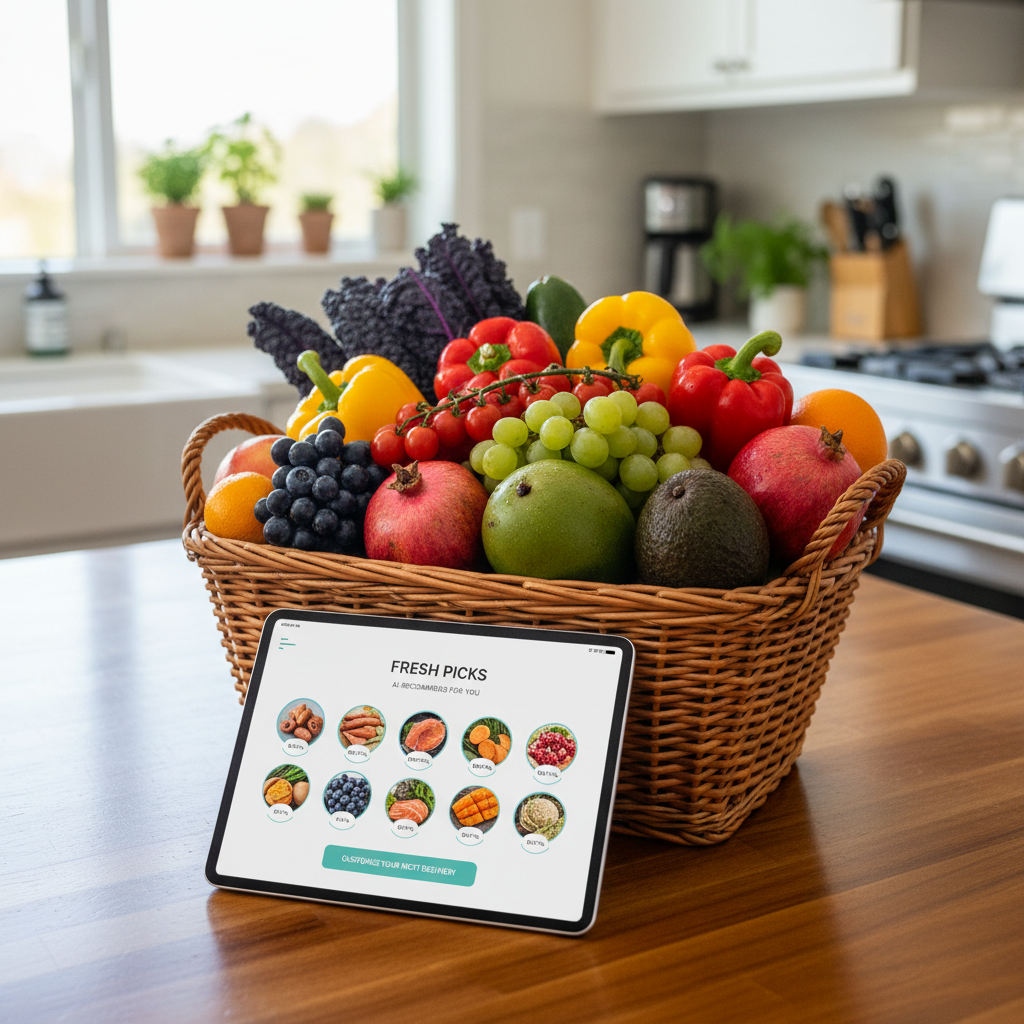 E-commerce de Alimentos Frescos Dispara: Marketplaces Lançam 'Assinatura de Cestas Orgânicas Personalizadas' com IA