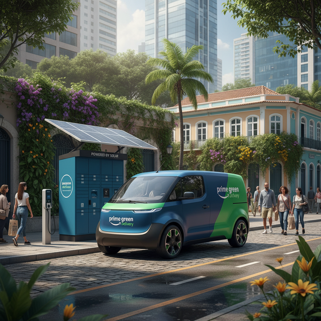 Amazon Brasil Lança 'Prime Green Delivery': Entregas Sustentáveis com Frota Elétrica e Pontos de Coleta Zero Carbono