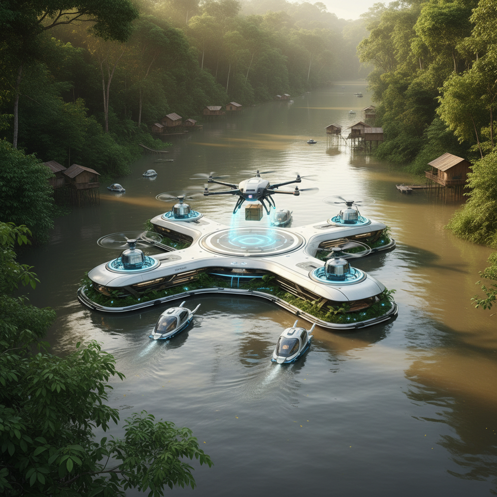 Amazon Brasil Lança 'Amazon Logistics Hubs Flutuantes': Drones e Barcos Autônomos para Entregas em Áreas Costeiras e Ribeirinhas