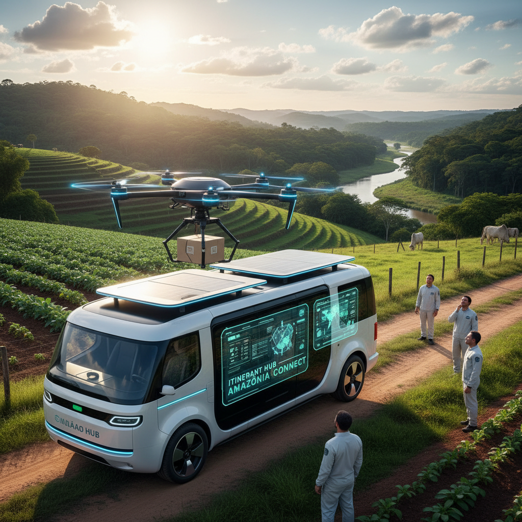 E-commerce Rural Ganha Força com 'Hubs de Coleta Itinerantes' e Entrega por Drones Agrícolas