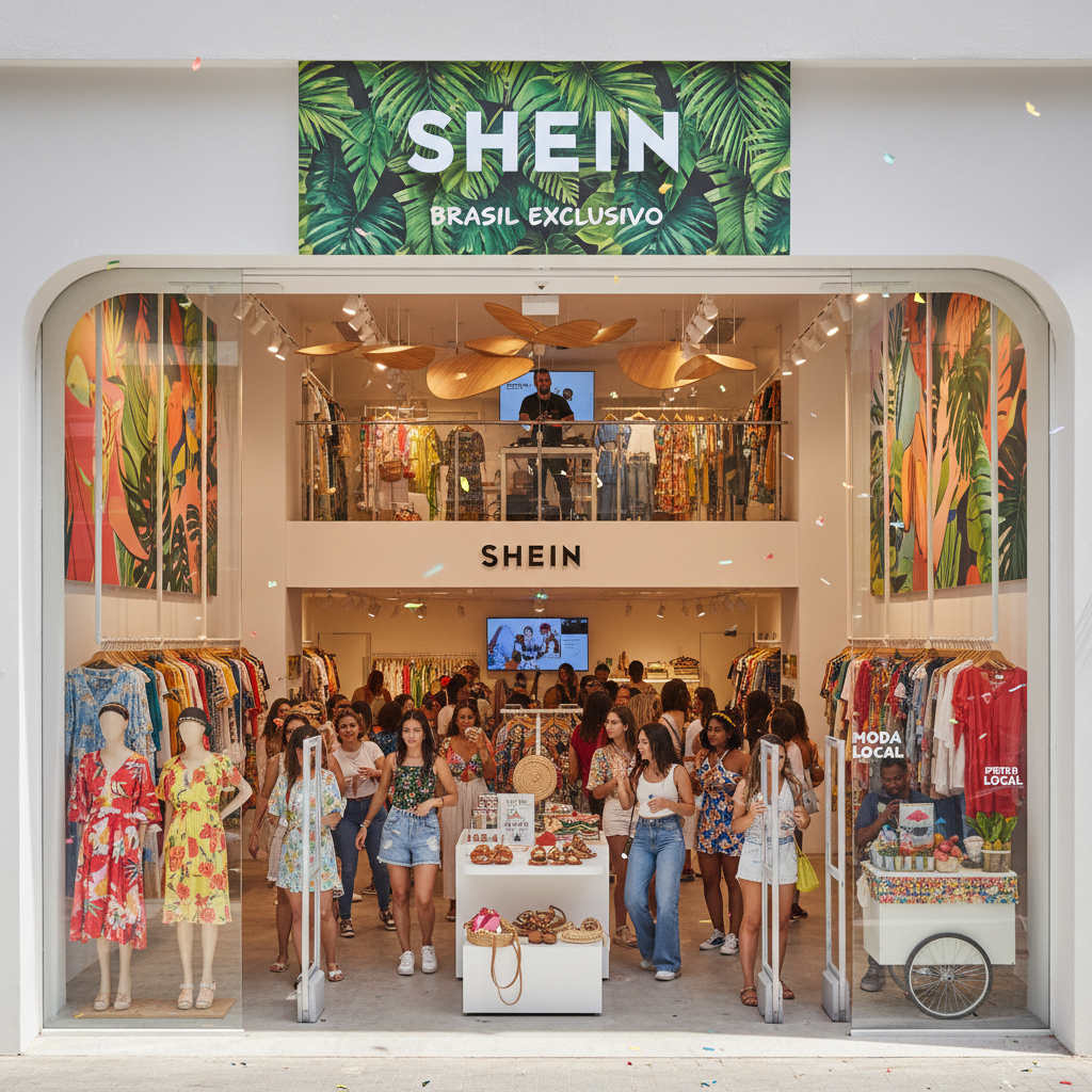 Shein Acelera 'Nacionalização' no Brasil: 85% dos Produtos Locais até 2026 e Foco em Pop-Ups para Engajamento