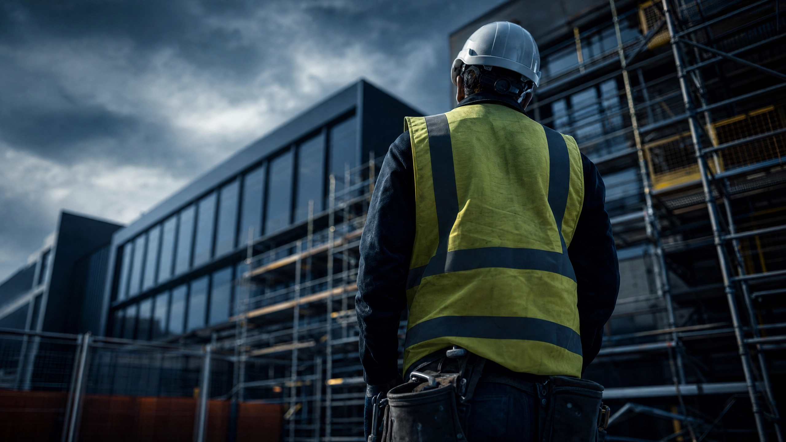 Tradesperson working on commercial building site