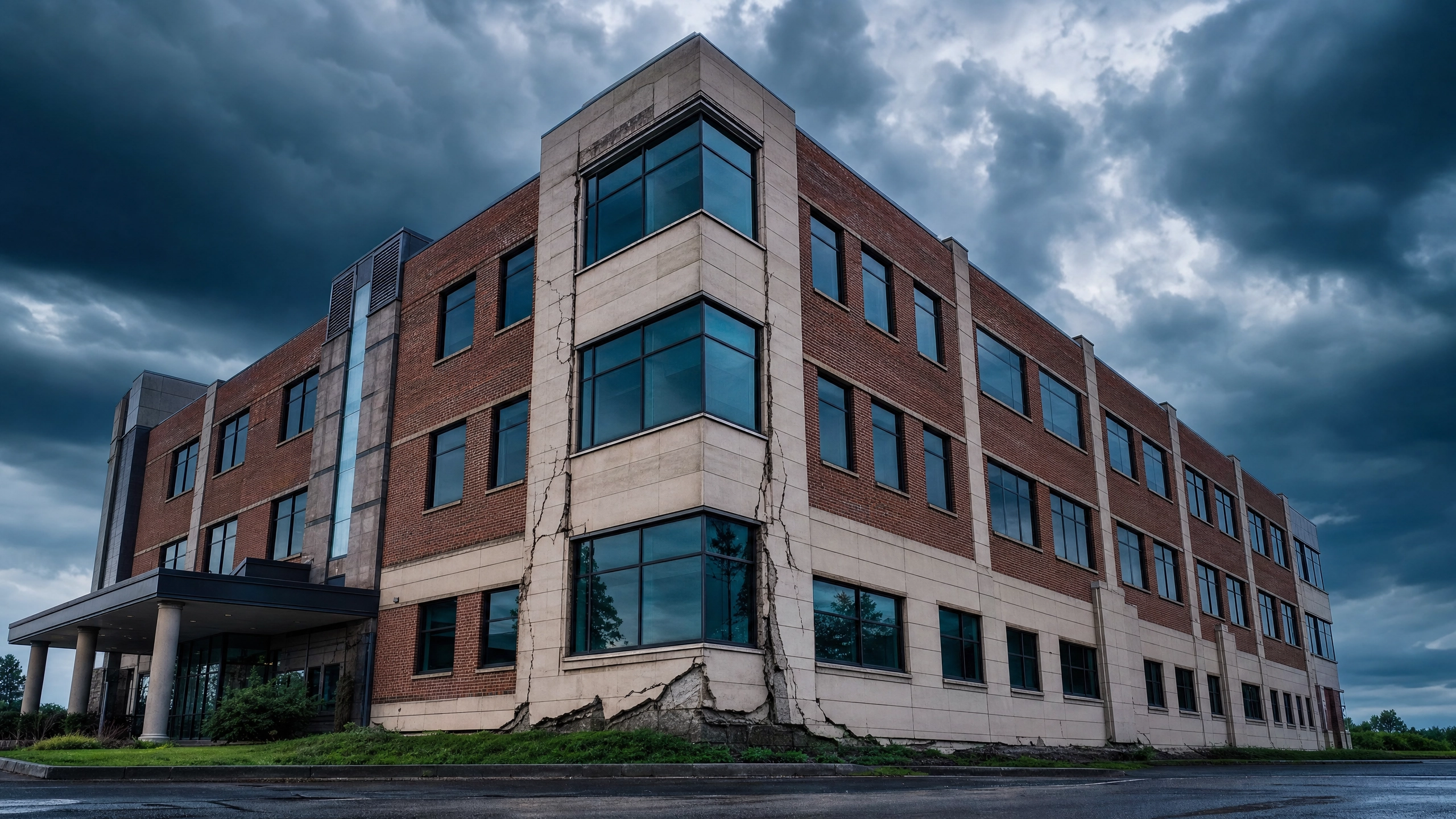 Commercial property with subsidence cracks