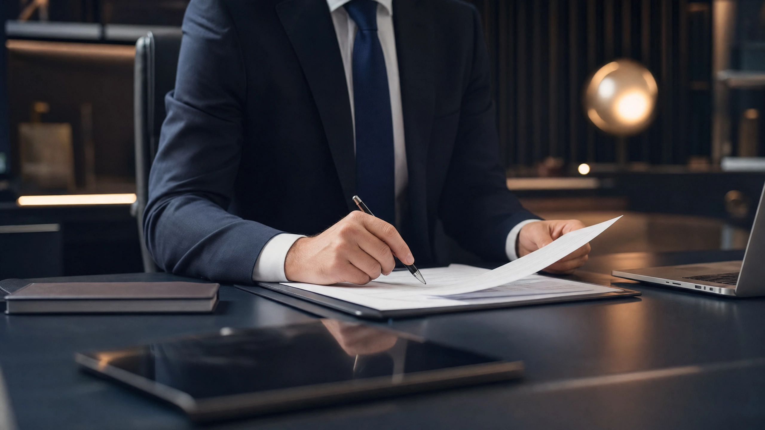 Professional insurance broker at corporate desk