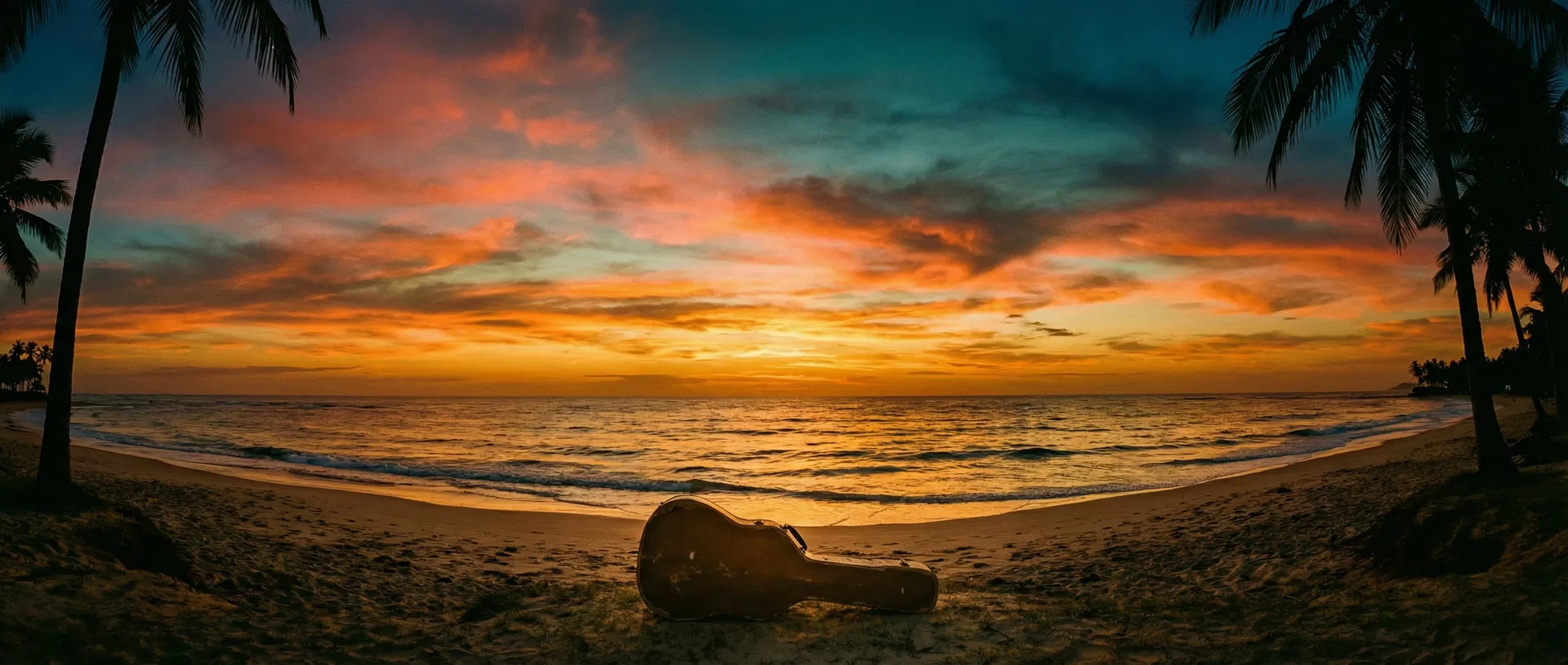 Pôr do sol na praia brasileira