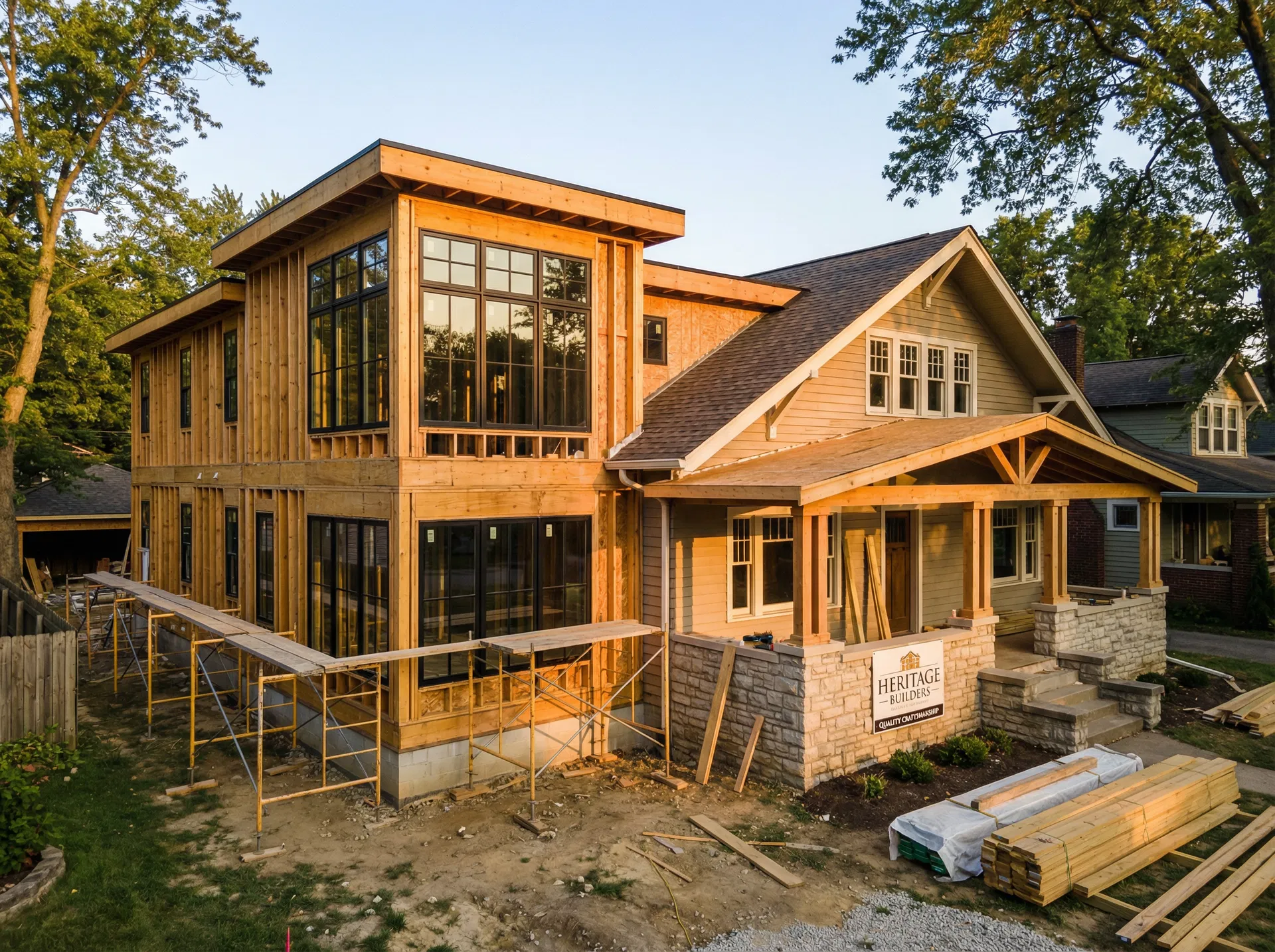 Room addition under construction — new primary bedroom suite, Indianapolis