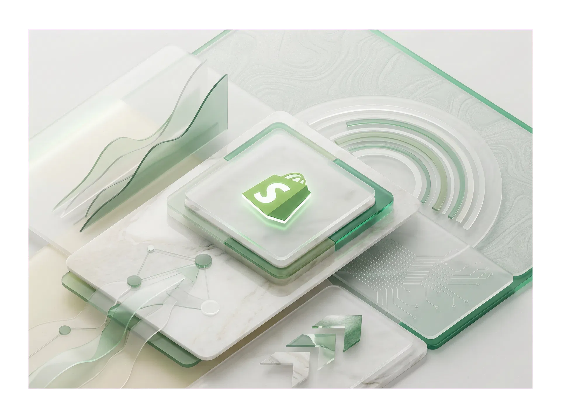 Composición visual clara y tecnológica con acentos verdes