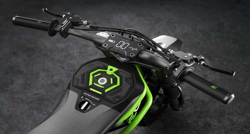 The handlebar of a sustainable performance motorcycle.