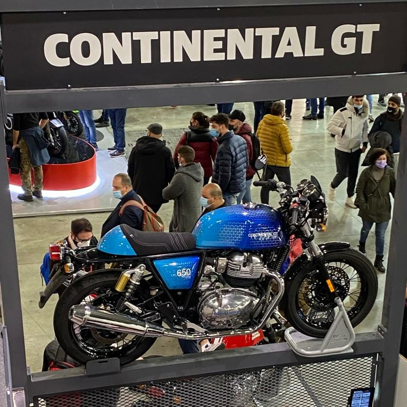 The continental gt is on display at a motorcycle show.