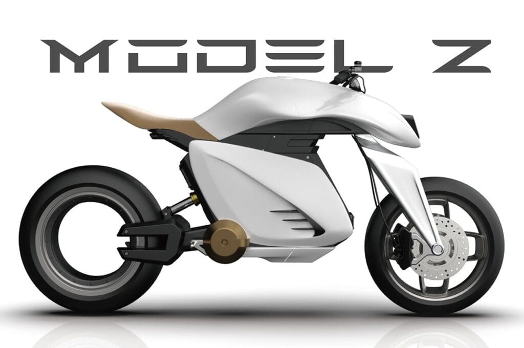 A white motorcycle with the word model z on it.