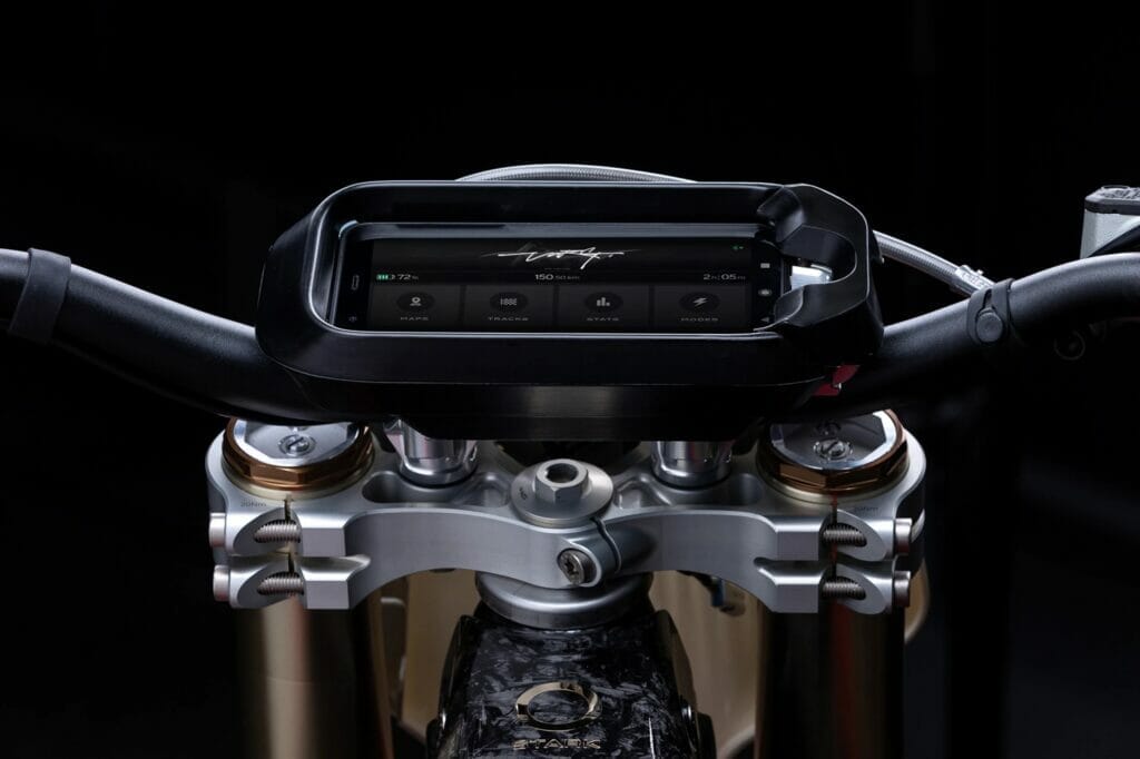 A close up view of a motorcycle handlebar.