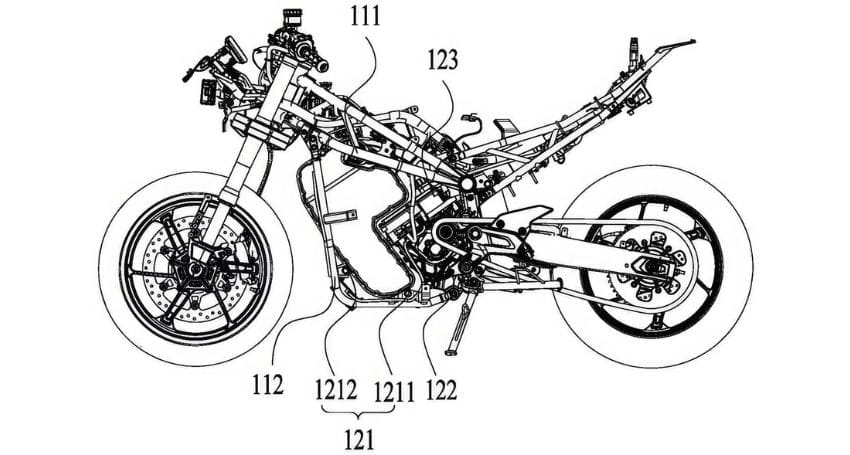 A diagram showing the parts of a motorcycle.