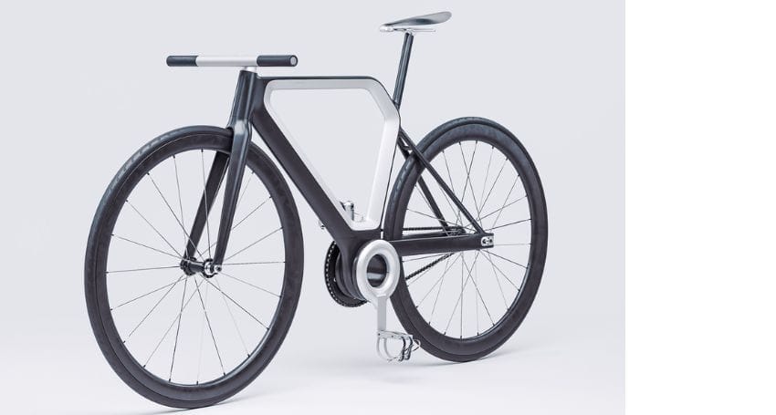 A black and white electric bicycle is shown against a white background, highlighting its urban commuting abilities and representing a revolution in sustainable transportation.