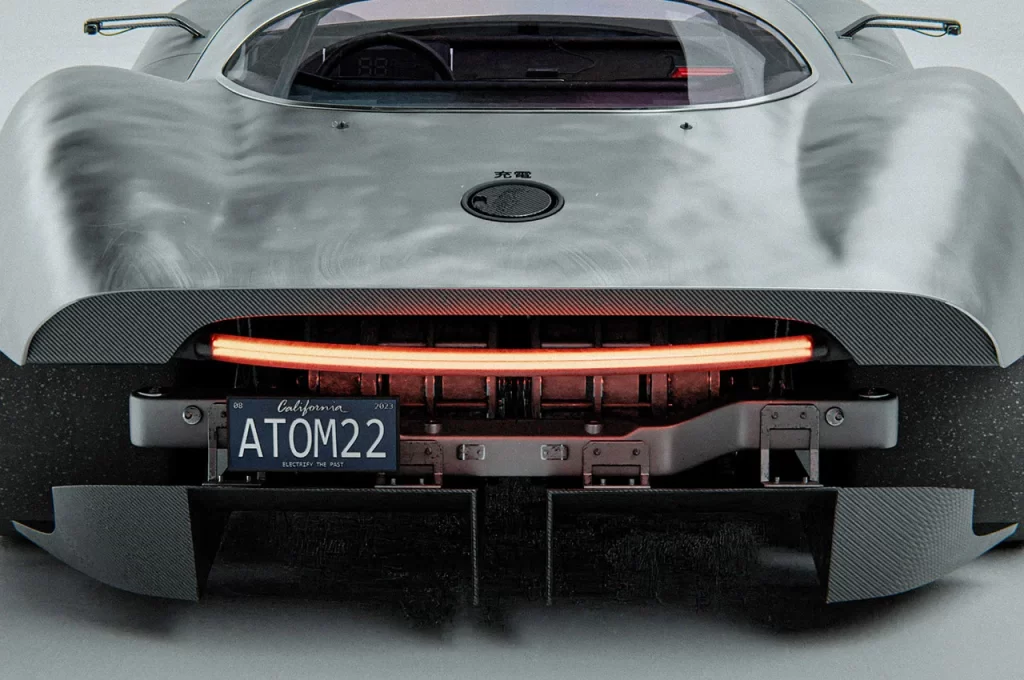The rear view of a futuristic sports car with Auto Draft features.
