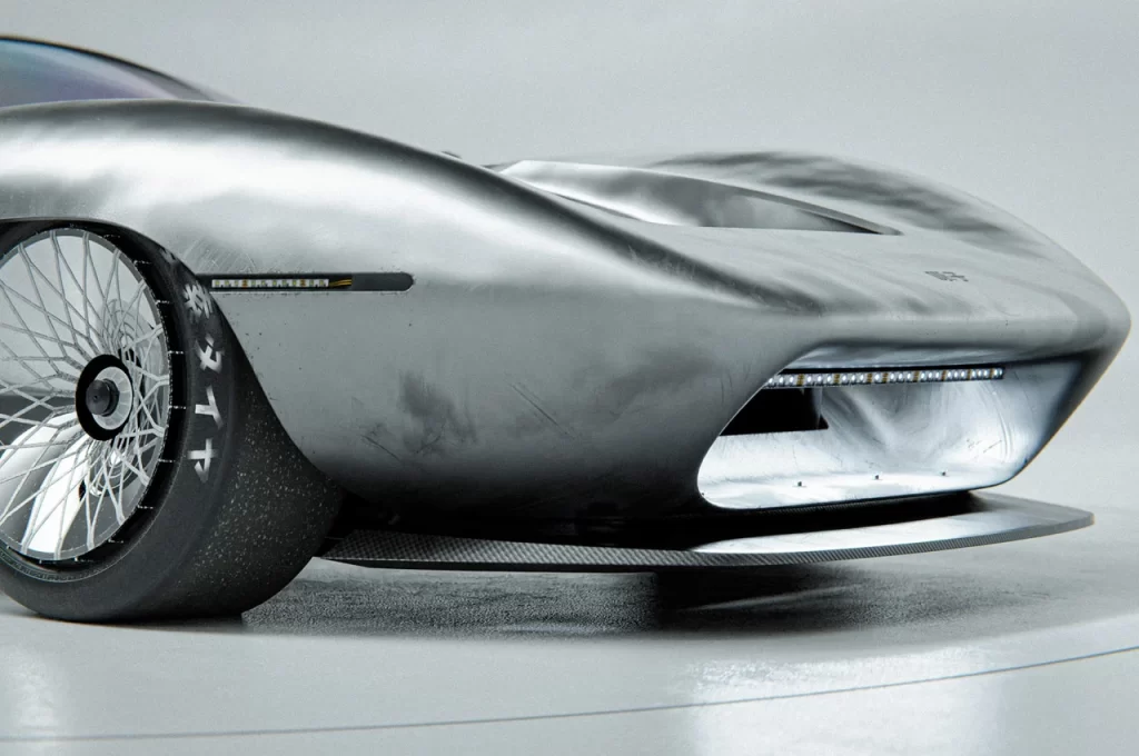 An image of a silver sports car on a white background.