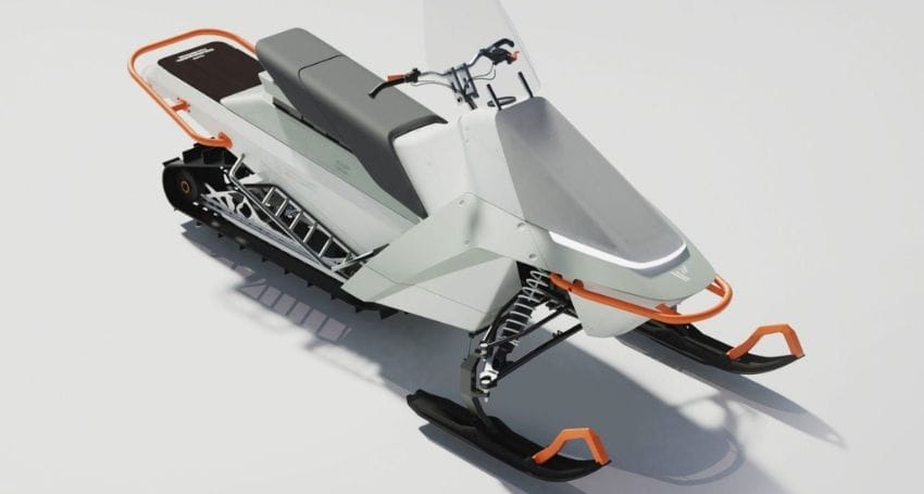 A snowmobile is shown on a white background.