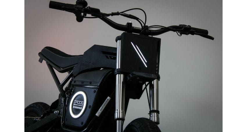 A black electric bike is shown against a white background.