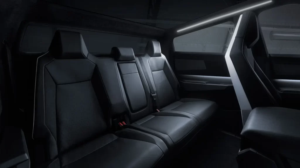 Black leather seats, car interior.