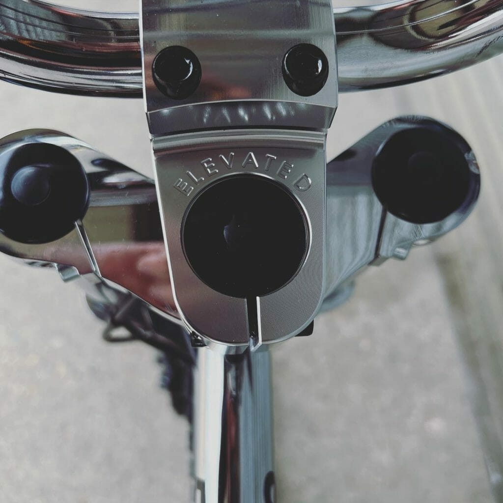 A close up of the handle of a bicycle.