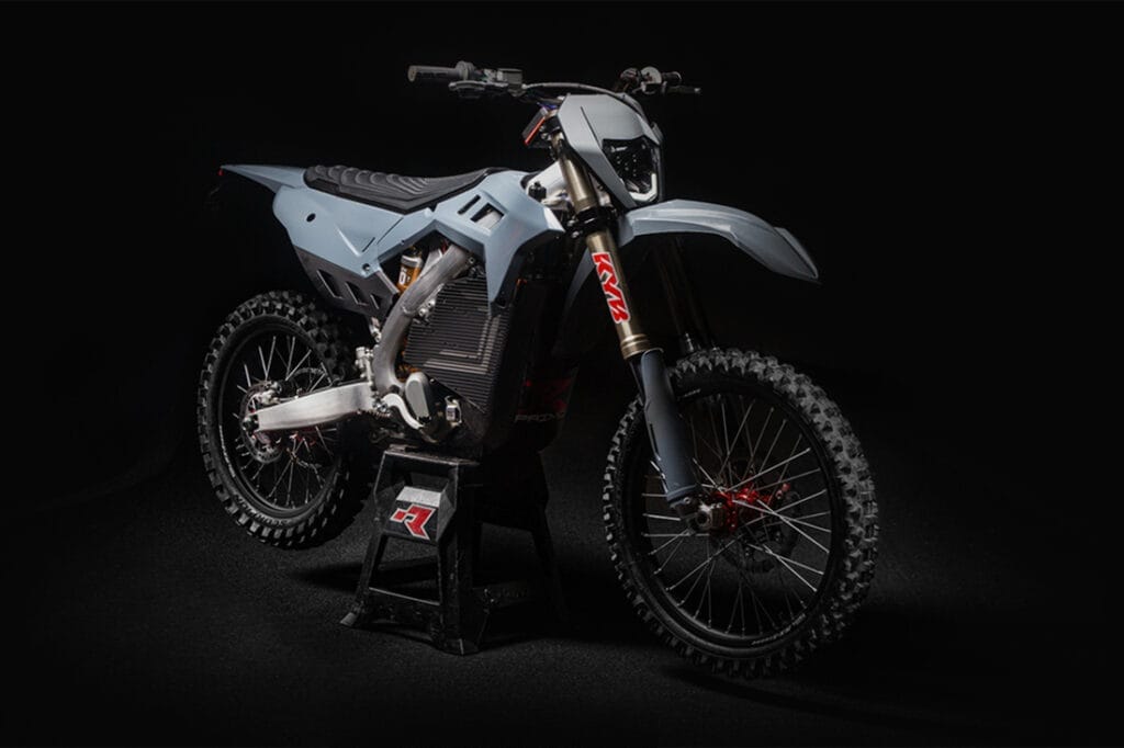 Dirt bike, black background.