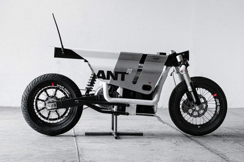 a motorcycle parked on the side of a road