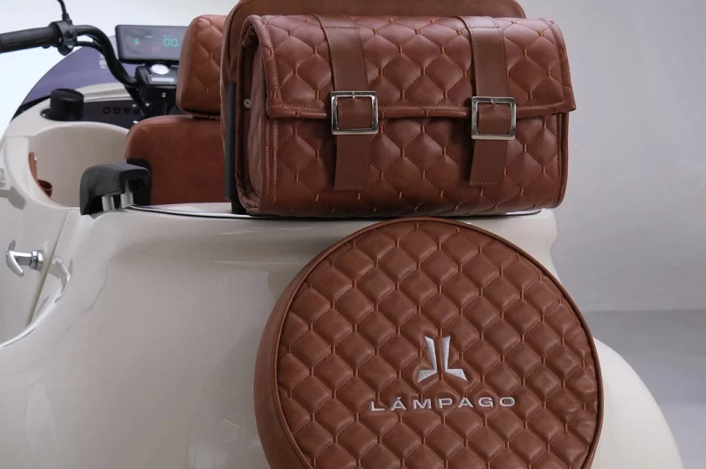 Motorcycle, brown leather