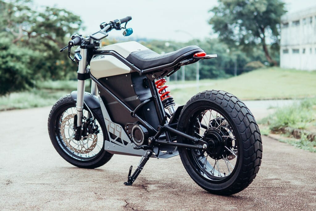 a motorcycle parked on the side of a road