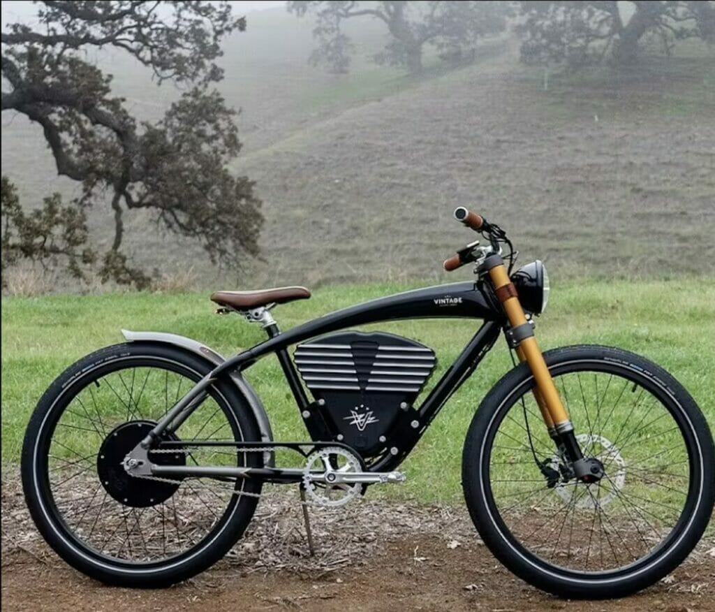 A High-Quality Vintage Electric Bike parked on a dirt road, where Nostalgia Meets Modern Performance.