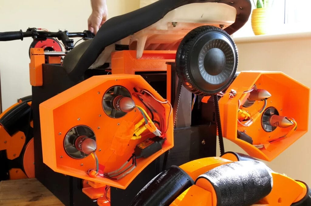 person, orange scooter