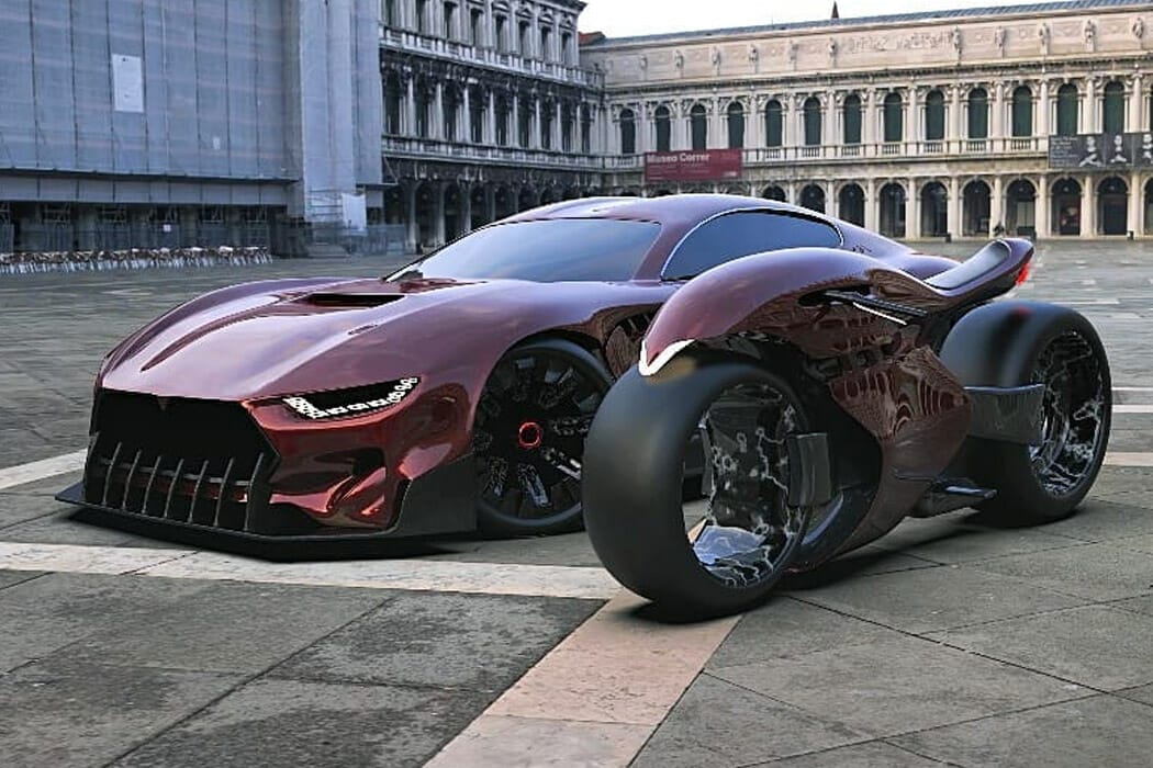 a car parked on the side of a building