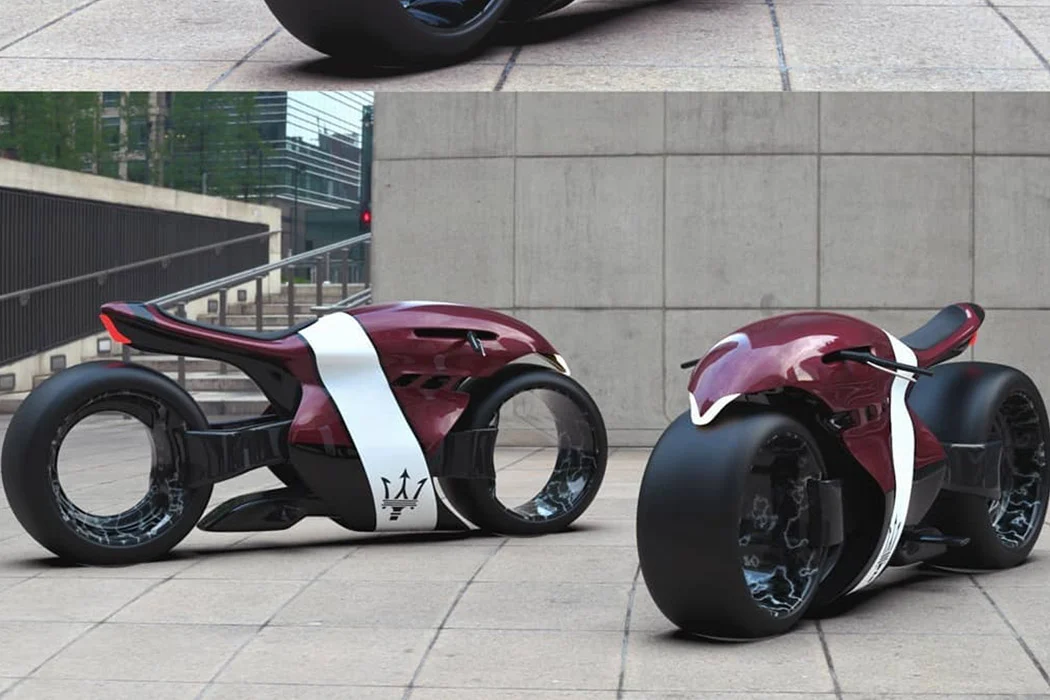 a motorcycle parked on the side of a building