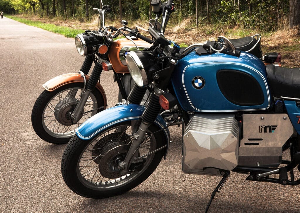 Two motorcycles parked.