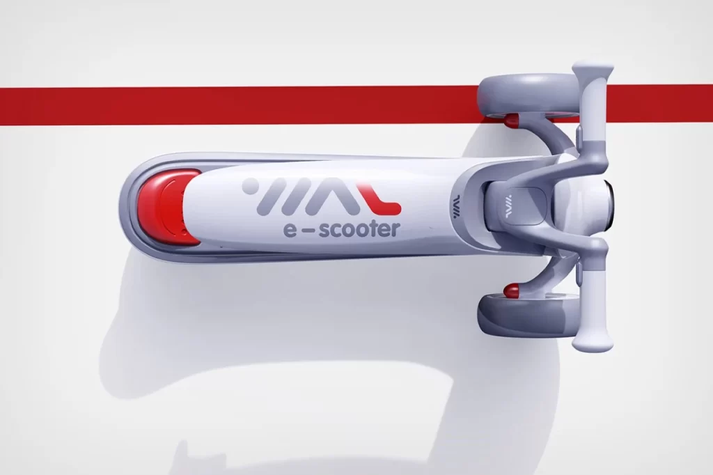 An innovative toy scooter with a red stripe, perfect for children to learn through play.