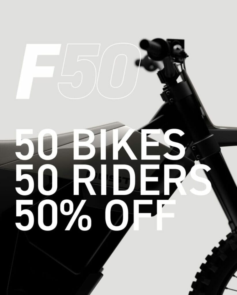 50 bikes riders 50% off.