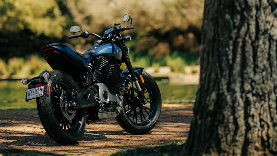blue motorcycle, tree
